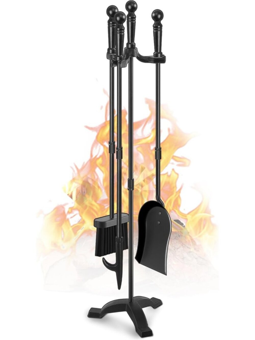 Heavy Duty 30-Inch Fireplace Tools Set with Stand - Durable Steel Accessories